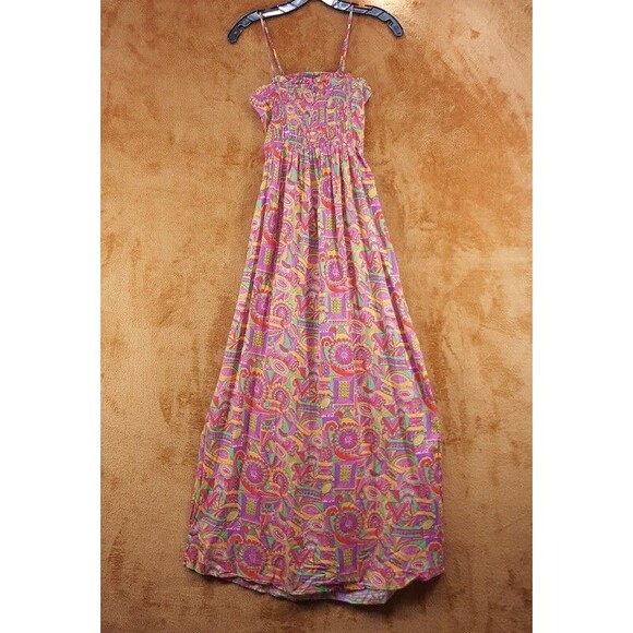 BA&SH Maxi Dress Womens Medium Pink Pullover Cut Out Smocked DALIA - Picture 3 of 11